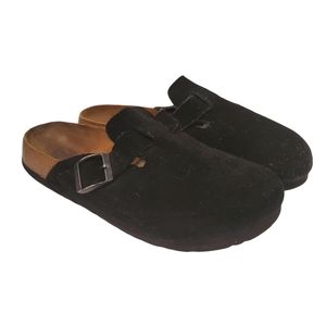 Betula Birkenstock’s Clogs size 37 6-6.5 Black Suede Slip On Cork